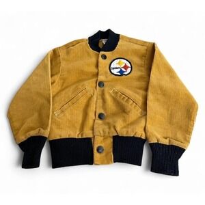 Vintage Pittsburgh Steelers Kids Jacket Corduroy Snap Coat NFL 4-5